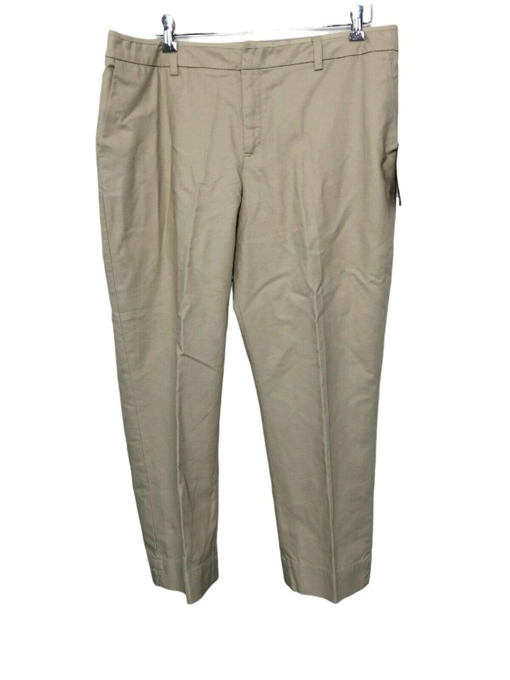NWT Coldwater Creek Pants Khaki Beige Women 16 Dress Trousers Capri Flat Front